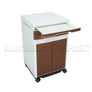 طاولة بجانب السرير طبية عالية الجودة ABS + مقاومة للماء بجانب خزانة مستشفى مع 4 عجلات صامتة بمساحة فولاذية - Product Image 2