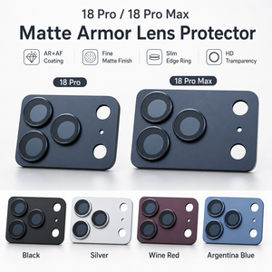 Protection d'objectif d'appareil photo pour iPhone 18 Pro Max, verre trempé 9H, couverture intégrale, anneau de protection, plaque métallique mate, épaisseur 0,33 mm - Product Image 5