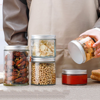 Stoples Kaca Transparan untuk Kue dan Permen, Ukuran Besar 250ml 280ml 390ml 500ml 730ml, Bentuk Lurus dengan Tutup Sekrup