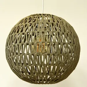 Lampe à suspension enfichable Lampe à suspension en rotin avec fil de prise, lumière suspendue en osier à intensité variable Abat-jour en bambou saumuré, Bohème