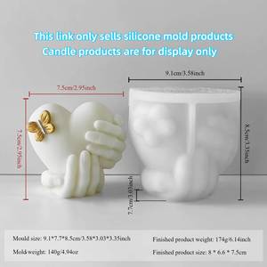 MUYULINS Large <b>Silicone</b> Handheld DIY Valentine's Day Scented Heart-Shaped Candle Mold - Product Image 4