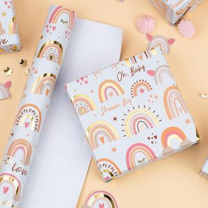 Papel de Regalo Arcoíris Boho con Lámina Dorada, 47.23 Pies Cuadrados, Ecológico, para Cumpleaños, San Valentín, Día de la Madre, Graduación, Boda - Product Image 2