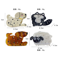 Liwu Support ODM Nouvelle pince à cheveux en acétate semi-fixée, motif dessin animé avec pierres incrustées, design niche, motif chien