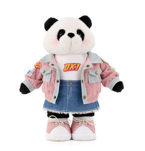 Zave 15.5 pollici in piedi <span class=keywords><strong>Panda</strong></span> morbido giocattolo rosa Denim abito da gioco mostra tessuto bianco nero PP cotone pelle amichevole - Product Image 1