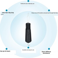 Dispositif d'aide à la fermeture éclair en plastique léger et pratique, à attacher aux boutons, pour personnes âgées et handicapées, avec dispositif de traction antidérapant pour col.