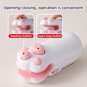 Cat Paw Design Household Portable <b>USB</b> Charging Mini <b>Heating</b> Plastic Packaging Sealing Small Food Sealer Machine - Product Image 6