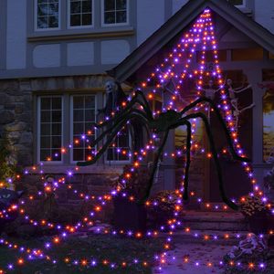 Décoration de cour de maison hantée en forme d'éventail triangulaire lumineux toile d'araignée d'Halloween transfrontalière - Product Image 1