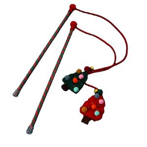 Animale domestico gatto peluche cartone animato albero di natale vecchio uomo cervo nappa divertente interattivo per gatto che suona campana giocattolo asta di addestramento gatto giocattolo - Product Image 2