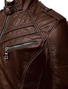 Chaqueta de cuero marrón para montar en motocicleta de alta calidad para hombre GLOBAL EDGE 2017 transpirable invierno manga completa logotipo personalizado - Product Image 5