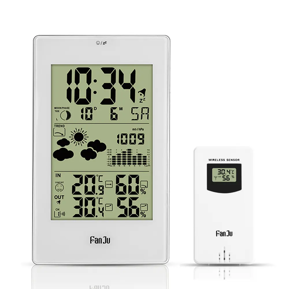 Station météo numérique Thermomètre intérieur extérieur Hygromètre Baromètre Réveil de givre Horloge de bureau murale électronique