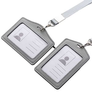 Fashionable Genuine Leather Name <b>Tag</b> Holder With Matching Lanyards for High School Student Card Support Small Batch Custom - Product Image 1