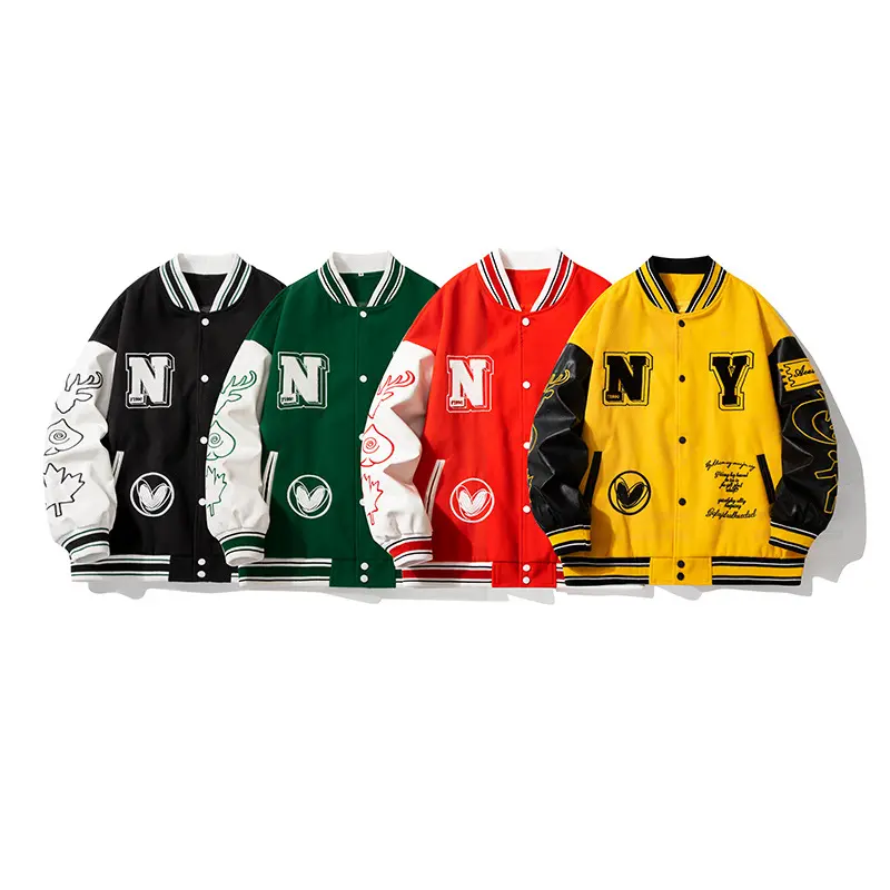 Venda quente personalizada Men's Baseball Jacket Bomber Fleece Colégio Letterman Jacket StreetwearJacket