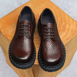 Zapatos de Hombre Formales de Cuero Genuino Cuadrados, Clásicos, Retro, Brillantes, con Cordones, Antideslizantes y Sin Peluche, Última Colección Otoño 2025 - Product Image 4