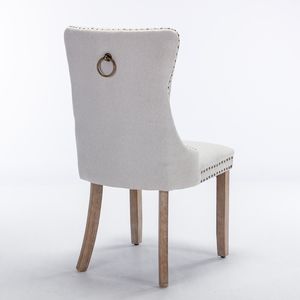 DB nikki คอลเลกชั่นเก้าอี้รับประทานอาหารหุ้มด้วยผ้าลินินสไตล์ร่วมสมัยหุ้มด้วยไม้และตกแต่งหัวเล็บ - Product Image 5