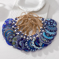 Pendentif de voiture style ethnique, orné d'un œil de démon, amulette turque Nazar faite à la main, œil bleu contre le mauvais œil, ornement suspendu