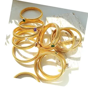 New Style Gold Plated Zircon Elastic Slim Bracelet Gold touch bracelets for couples