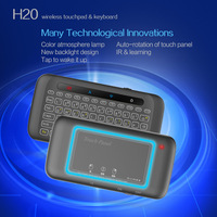Keyboard Mini Nirkabel H20 Touch Backlit Matte dengan Touchpad dan Air Mouse LED Infrared Learning Fly Desktop