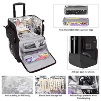 Relavel Étui de coiffure roulant avec logo personnalisé Étui de voyage de grande capacité Étui de beauté essentiel Bagages Sacs de maquillage Valise à roulettes