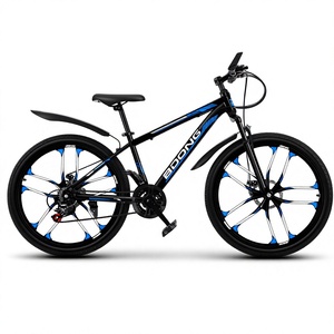 Vélo de montagne 24 pouces pour adultes et adolescents, tout-terrain, double frein à disque, 21 vitesses, cadre et fourche en acier à haute teneur en carbone, confortable - Product Image 1
