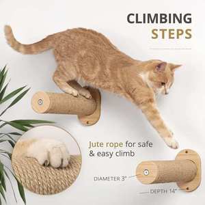 Sistema Interactivo de Enriquecimiento <span class=keywords><strong>para</strong></span> Mascotas: Hamaca Acolchada <span class=keywords><strong>para</strong></span> Gatos con Estructura de Madera Natural y Escalones de Cuerda <span class=keywords><strong>para</strong></span> que los Gatos Activos se Suban, se Escondan y se Siervan la siesta - Product Image 4