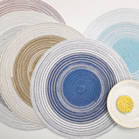 Set de table et sous-verre en coton tissé style nordique, motif cercle dégradé, résistant à la chaleur, personnalisable pour la cuisine