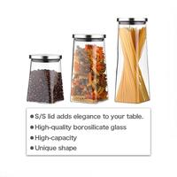 Ensemble de 3 pots de conservation en verre borosilicate avec couvercle, ensemble de bocaux en verre, récipients de conservation en verre pour la cuisine