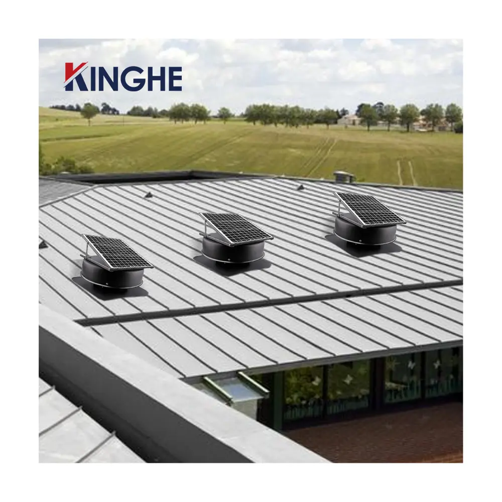 KINGHE Großhandel 50W 14 Zoll Solar betriebene Belüftung Wand ventilator Abgas Heißluft Energie sparender Umwälz ventilator für die Fabrik