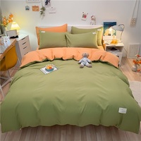 Ensemble de literie à rayures et à carreaux, 4 pièces, drap, housse de couette, taies d'oreiller