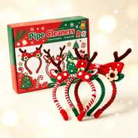 Kit de loisirs créatifs DIY pour serre-têtes en fil de fer de Noël, motifs rennes et sapins, fournitures de fête pour enfants et activités familiales