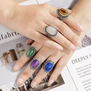 بيع بالجملة خاتم فضي قابل للتعديل أحجار كريمة كريستال طبيعية أحجار كريمة حجر القمر للهدايا مجوهرات أخرى - Product Image 6