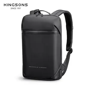 BSCI 공급 업체 도매 Kingsons 현대 도시 생활 스타일 전문 배낭 15.6 인치 노트북 가방 USB 충전 포트