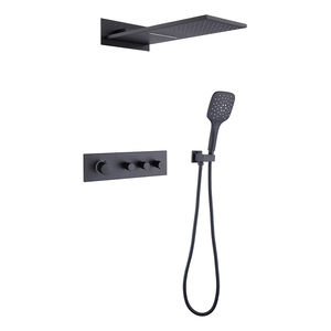 Modernes schwarzes Messing-Regen dusch set Badezimmer-Dusch armatur