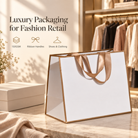 Sacs en papier 150 GSM avec poignées en ruban pour boutiques de vêtements, emballage personnalisé pour vêtements, commandes en gros pour marques de mode