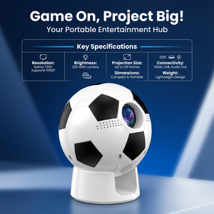 GLIWAY Soccer Ball <b>Projector</b> 720P HD Portable Home Theater English System Lightweight Design - Product Image 1