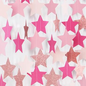 Guirnalda de Decoración para Fiestas en Rosa Intenso - Serpentinas Colgantes con Diseño de Estrellas Brillantes, para Cumpleaños, Bodas, Baby Showers - Product Image 1