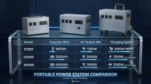 Station d'alimentation portable robuste 2000W Triple AC USB-C 12V Charge PV AC Camping Industriel - Product Image 2