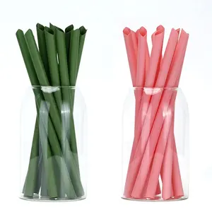 Polylactic acid material colorful bubble tea straight straw degradable individually packaged pla straws with wrap printing paper