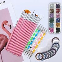 Ensemble de pinceaux pour la peinture et l'art des ongles, kit d'outils, gel UV pour le dessin et la doublure, mandala