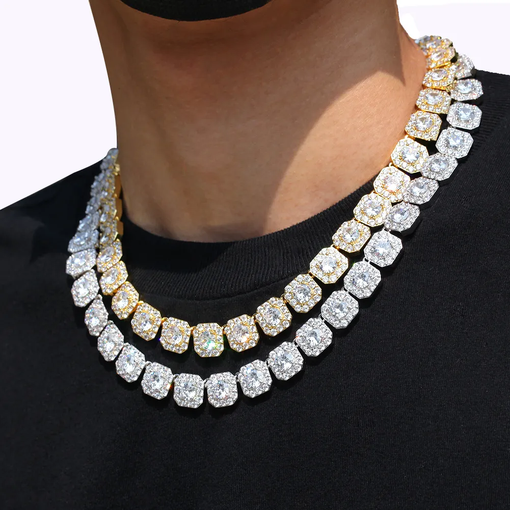 2021 Trend Fashion 12.5mm Square Clustered Tennis Chain Iced Out Bling Bling HipHop Square Chain