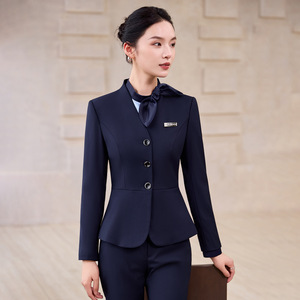 Women's Professional Suit Set Gray Polyester Anti-Wrinkle Formal Wear For Receptionist Or Technician Uniform - Product Image 2