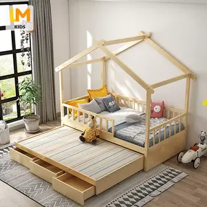 Cama king size de móveis montessori, cama de design moderno para crianças
