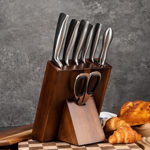 Household Kitchen Food Cutting 8-Piece High Hardness Stainless Steel Kitchen <b>Knife</b> <b>Set</b> with Wood <b>Knife</b> Block - Product Image 4