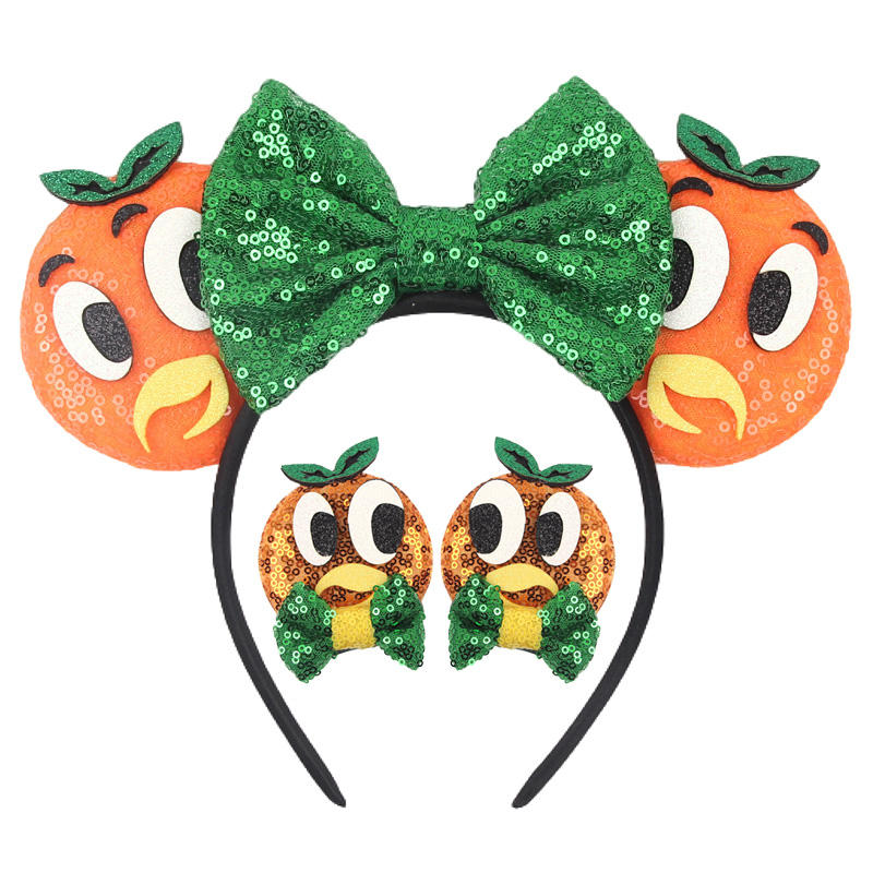 2026 New Animal Paradise Plastic Sequin Glitter Mouse Ear Children's Set Headband with Custom Bow Hair Accessory