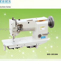 Machine à coudre industrielle robuste à point noué avec moteur, double aiguille pour vestes en cuir, jeans et sacs