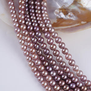 Perlas de Agua Dulce Naturales Edison, Color Morado, 8-8.5mm, Redondas, Sueltas, al por Mayor, para Joyería DIY, Forma Barroca, Colores Blanco y Rosa - Product Image 3