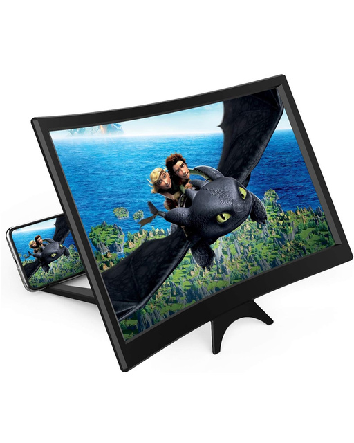 12" Curved Screen Magnifier for Cell Phone 3D HD Magnifying Projector Screen Enlarger for Movies Video and Gaming
