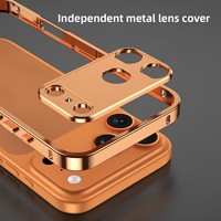 Coque de téléphone en aluminium antichoc orange avec protection d'objectif pour iPhone 17 Pro Max – Accessoire mobile le plus vendu