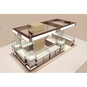 Thiết kế đơn giản bằng gỗ màu kính tủ <span class=keywords><strong>overhead</strong></span> ánh sáng đồ trang sức cửa hàng thiết kế đồ trang sức kiốt cho Mall đồ trang sức kiosk - Product Image 1