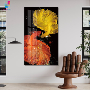 Vendita calda UNIART <span class=keywords><strong>di</strong></span> lusso moderno dipinto <span class=keywords><strong>di</strong></span> cristallo <span class=keywords><strong>di</strong></span> pesce d'oro <span class=keywords><strong>di</strong></span> una coppia per la decorazione della casa e la decorazione del soggiorno - Product Image 3