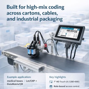 Nouvelle imprimante jet d'encre thermique industrielle DOCOD T200E 2025, 12,7 mm TIJ, machine de codage de date d'expiration et de codes-barres pour emballages alimentaires - Product Image 6